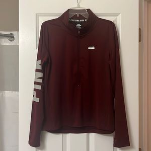 PINK Victoria’s Secret dark red half-zip, Ultimate Yoga line, size L